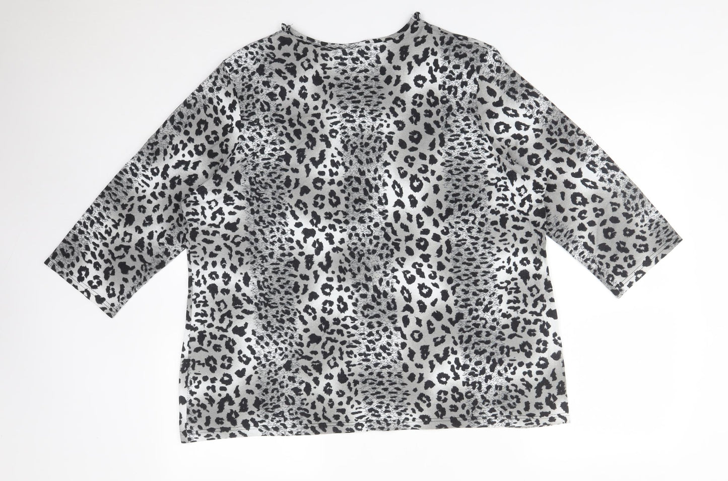 CANDA Womens Multicoloured Animal Print  Basic T-Shirt Size XL V-Neck