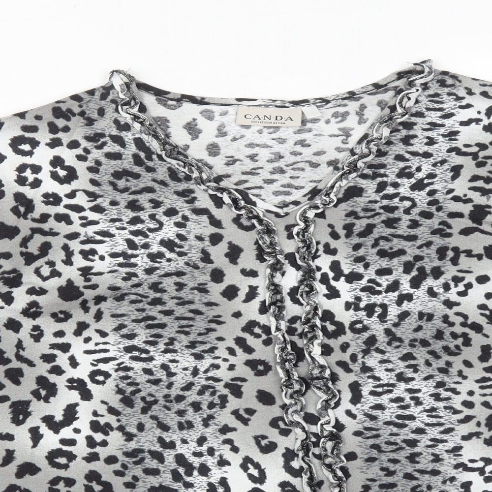CANDA Womens Multicoloured Animal Print  Basic T-Shirt Size XL V-Neck