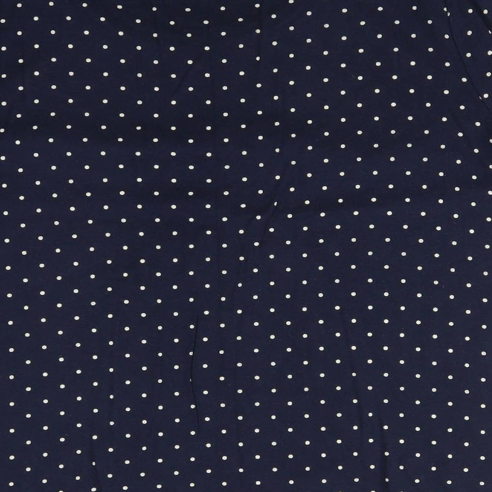 Bonmarché Womens Blue Polka Dot Cotton Basic T-Shirt Size 24 Round Neck