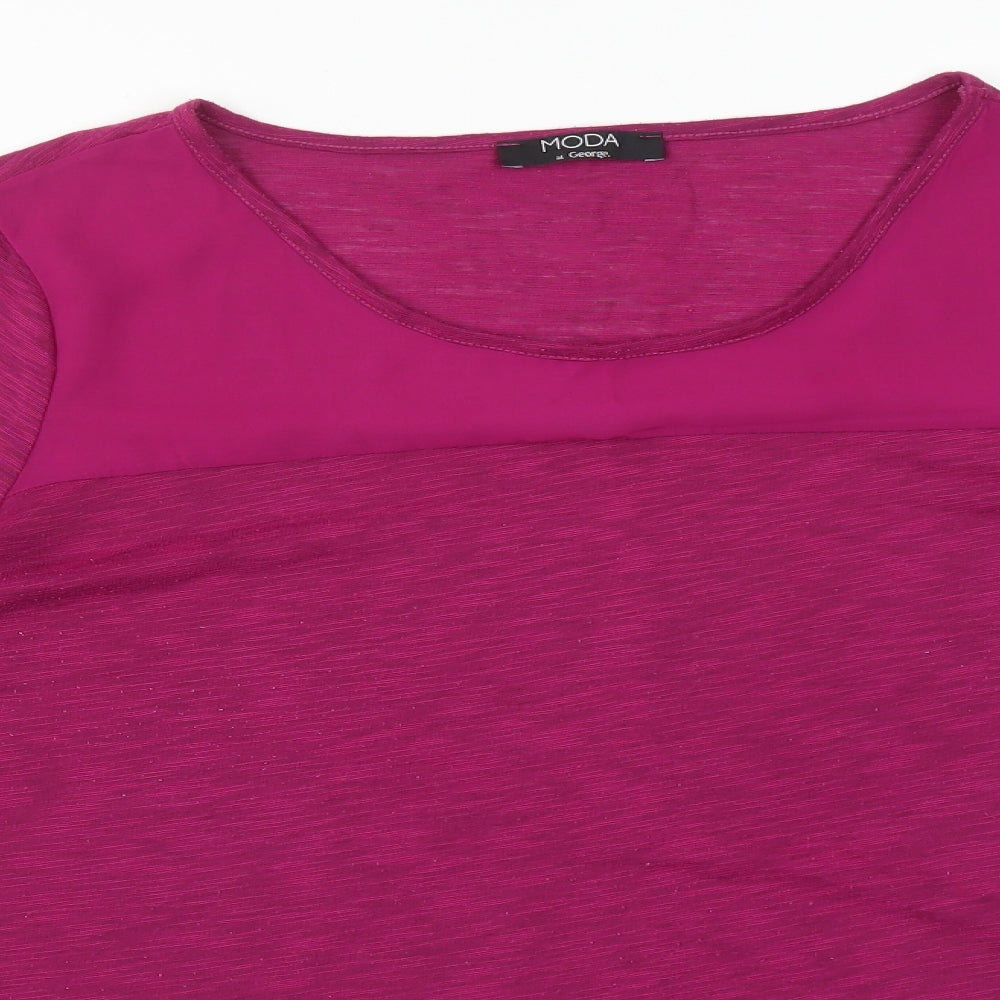 George Womens Purple  Polyester Basic T-Shirt Size 22 Round Neck
