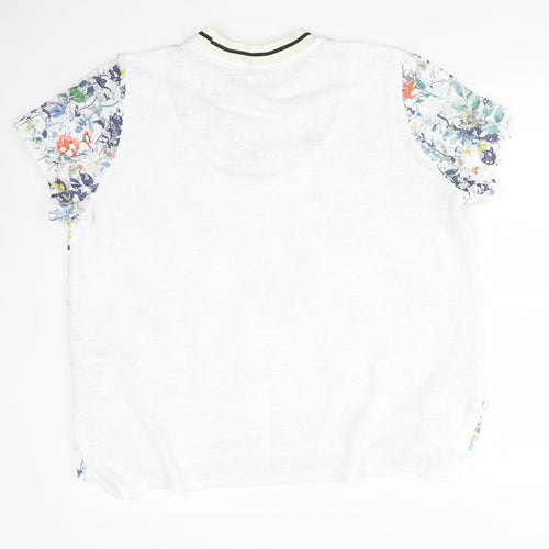 Per Una Womens Multicoloured Floral Polyester Basic T-Shirt Size 18 Round Neck