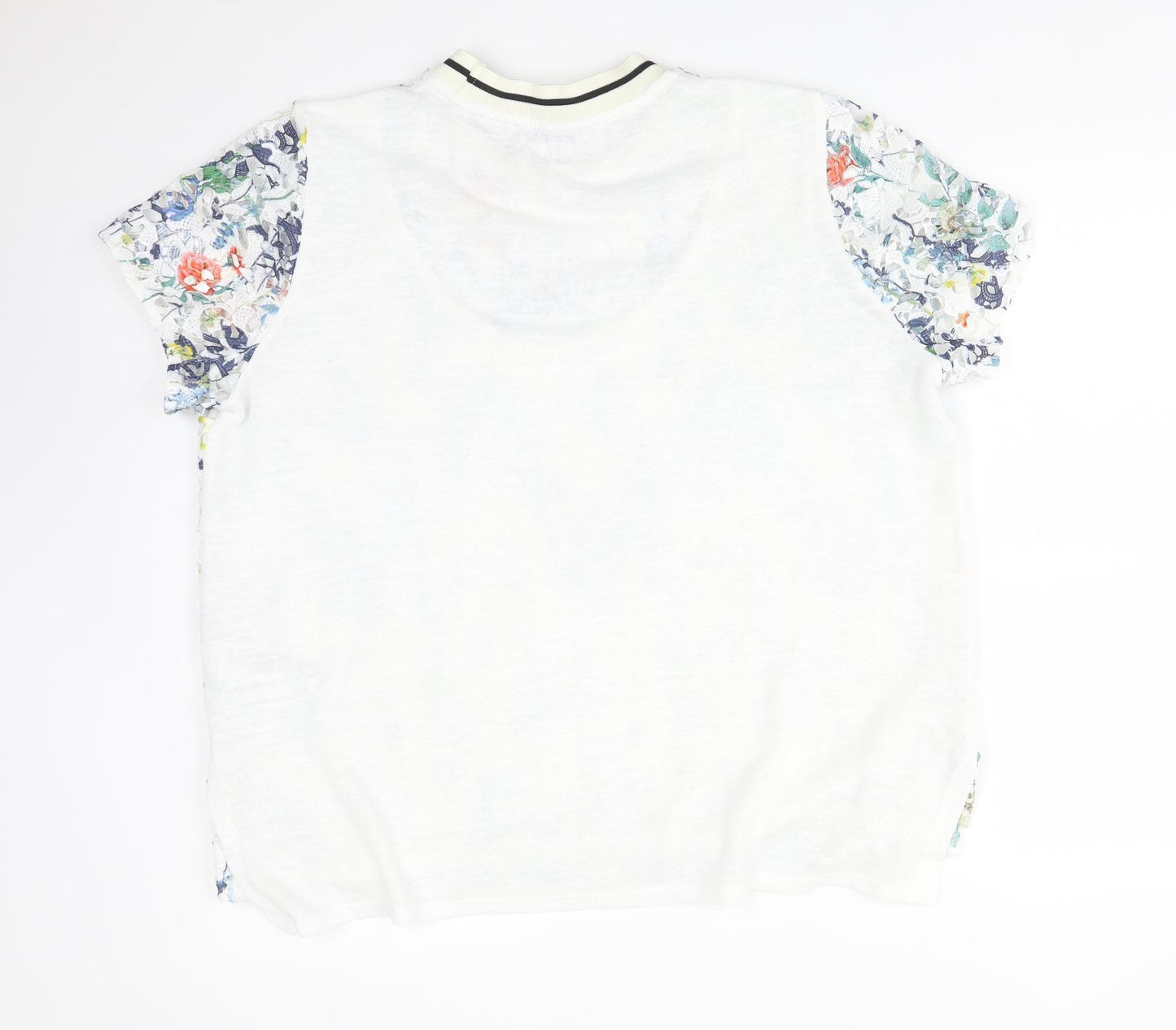 Per Una Womens Multicoloured Floral Polyester Basic T-Shirt Size 18 Round Neck