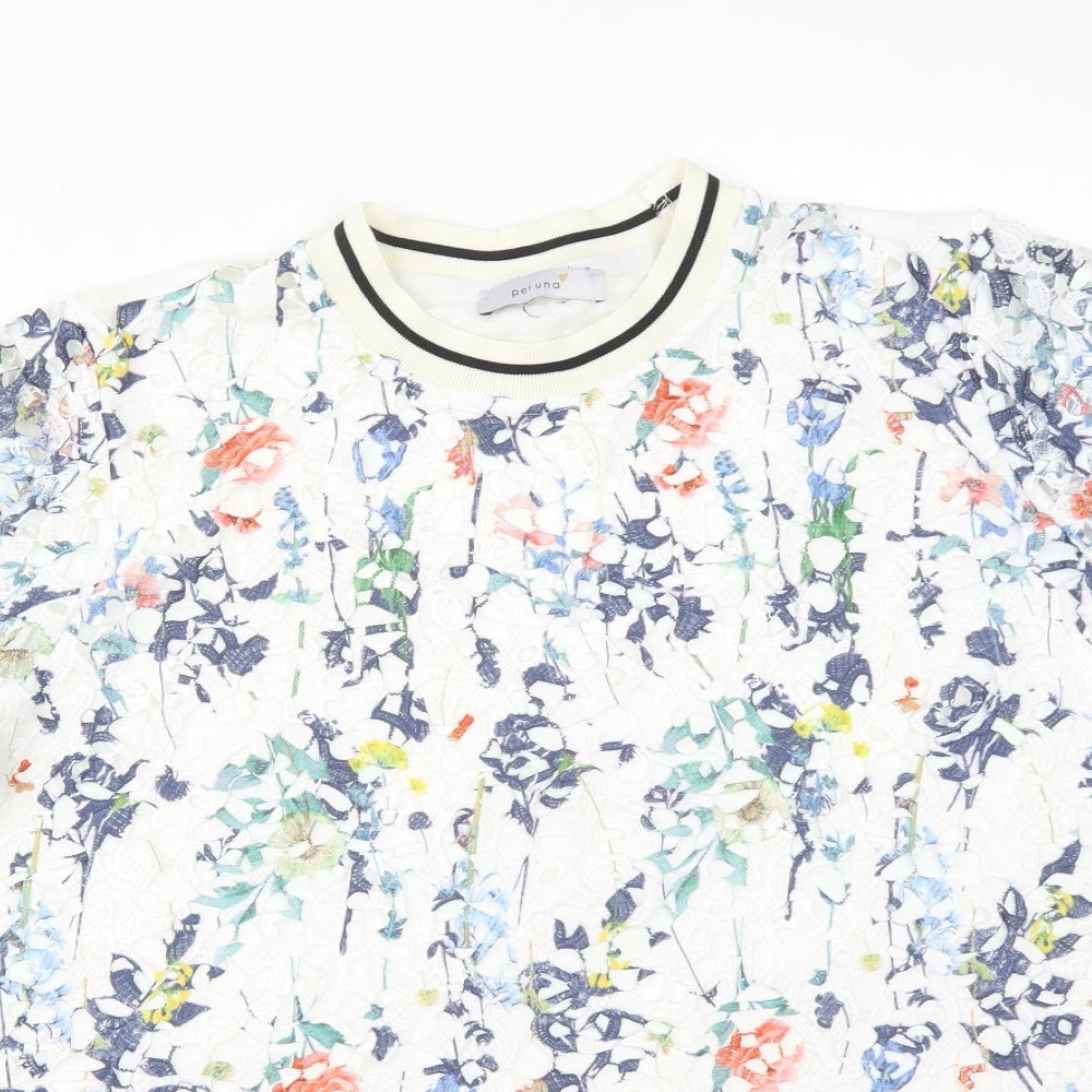Per Una Womens Multicoloured Floral Polyester Basic T-Shirt Size 18 Round Neck