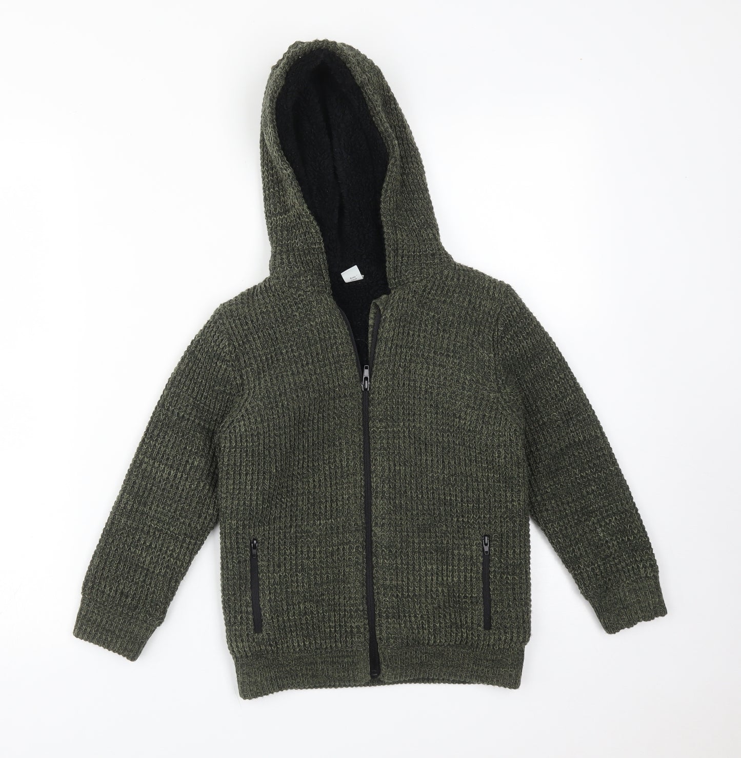 TU Boys Green  Acrylic Full Zip Hoodie Size 6 Years