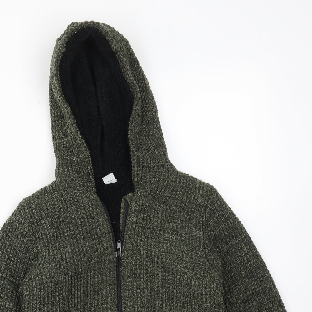 TU Boys Green  Acrylic Full Zip Hoodie Size 6 Years