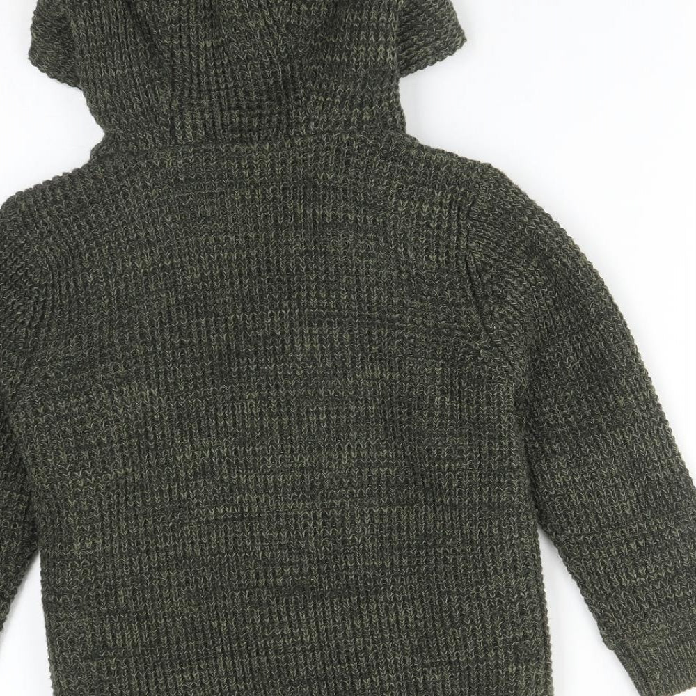 TU Boys Green  Acrylic Full Zip Hoodie Size 6 Years