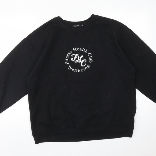 Boohoo Womens Black  Cotton Pullover Sweatshirt Size S   - FITNESS HEALTH CLUB