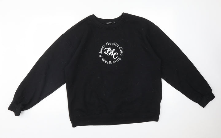 Boohoo Womens Black Cotton Pullover Sweatshirt Size S - FITNESS HEALTH CLUB