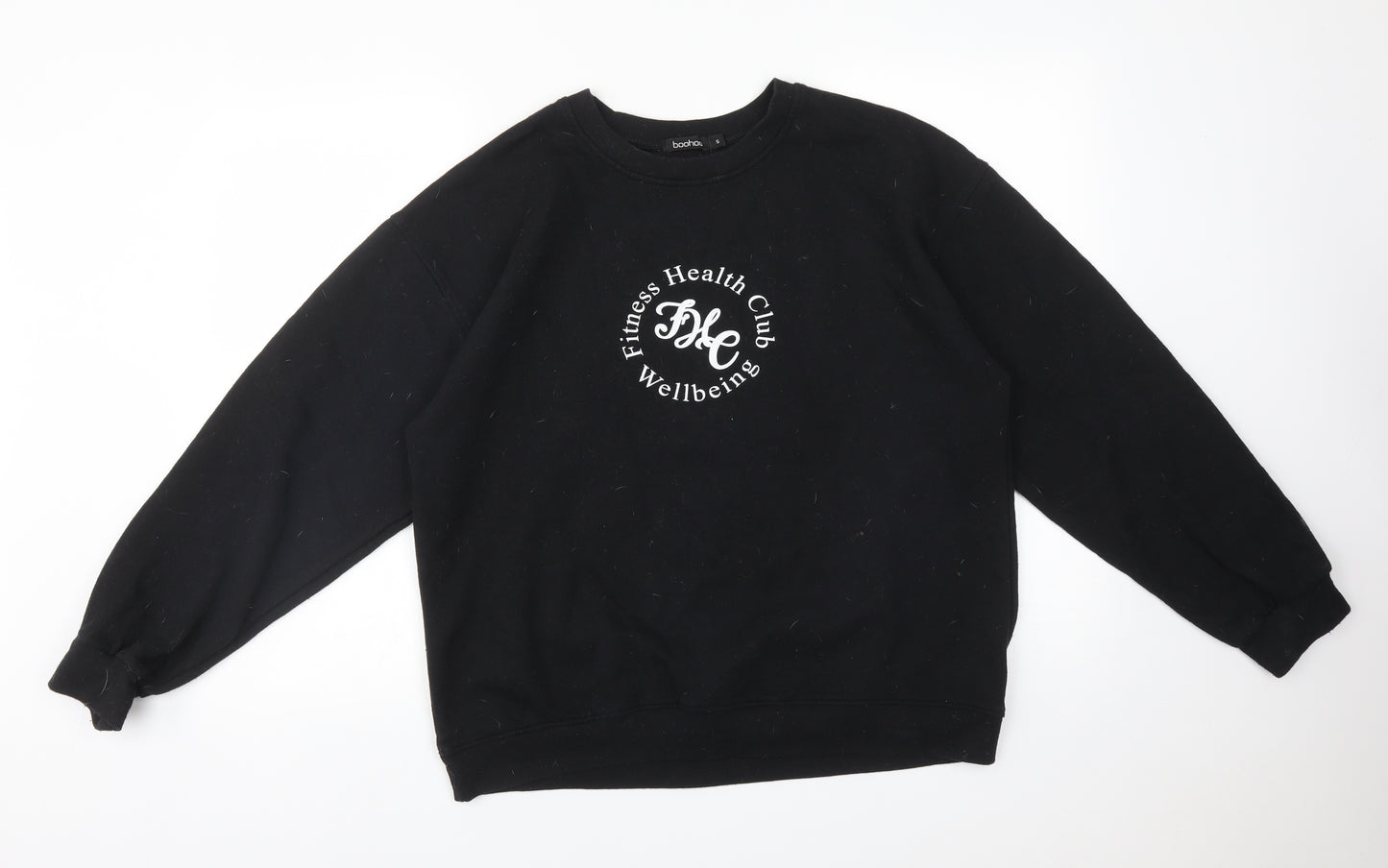 Boohoo Womens Black  Cotton Pullover Sweatshirt Size S   - FITNESS HEALTH CLUB