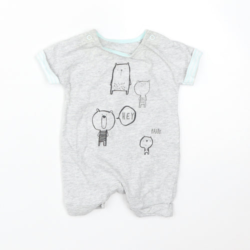 Mothercare Baby Grey Animal Print Cotton Babygrow One-Piece Size Newborn   - BEAR