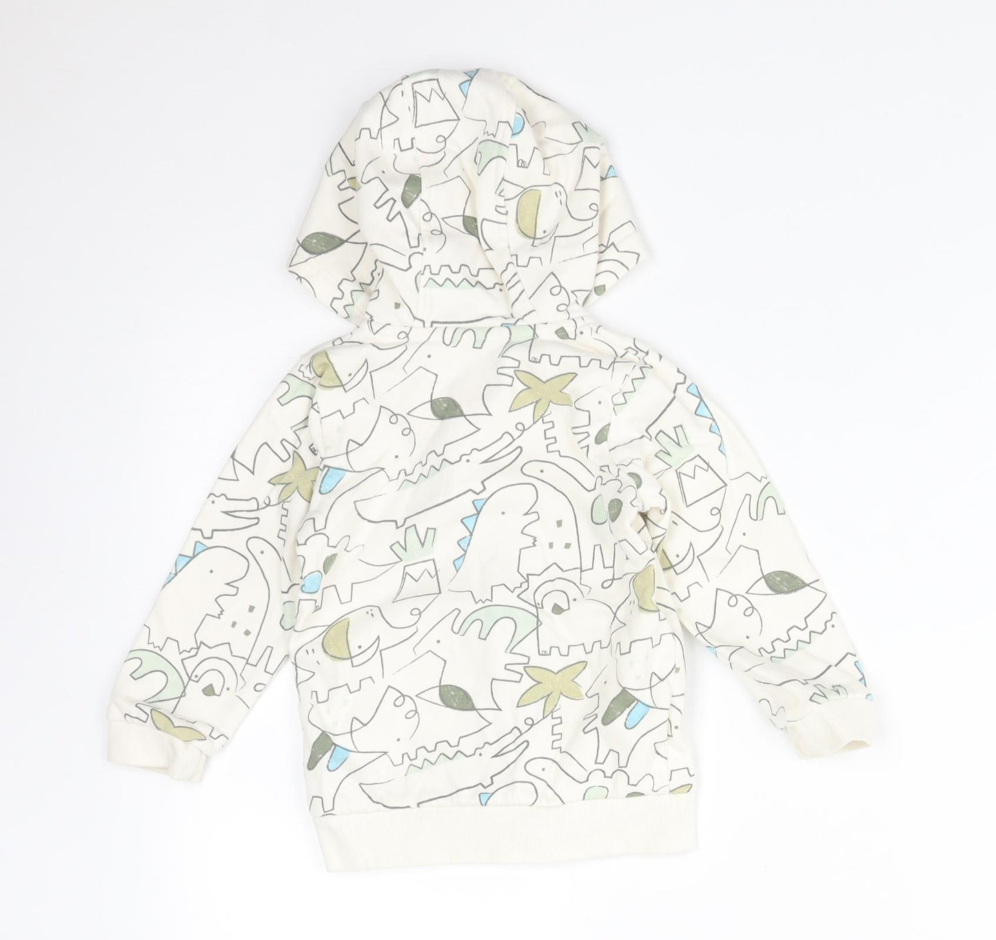 George Boys Beige Animal Print Cotton Full Zip Jumper Size 12-18 Months   - ANIMALS