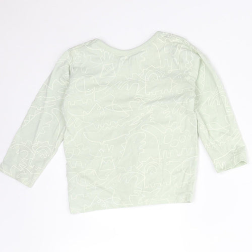 George Boys Green Animal Print Cotton Basic T-Shirt Size 12-18 Months Crew Neck  - DINOSAURS