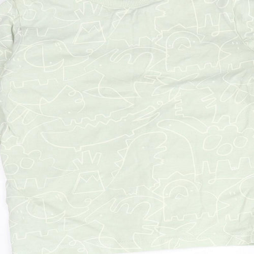 George Boys Green Animal Print Cotton Basic T-Shirt Size 12-18 Months Crew Neck  - DINOSAURS