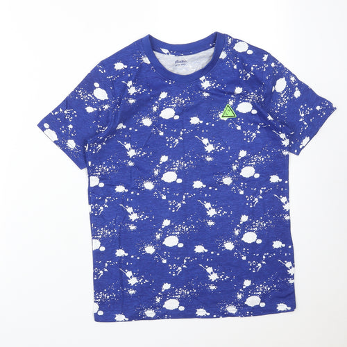 Studio Boys Blue Geometric Cotton Basic T-Shirt Size 10-11 Years Crew Neck