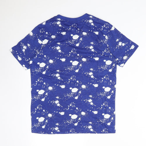 Studio Boys Blue Geometric Cotton Basic T-Shirt Size 10-11 Years Crew Neck