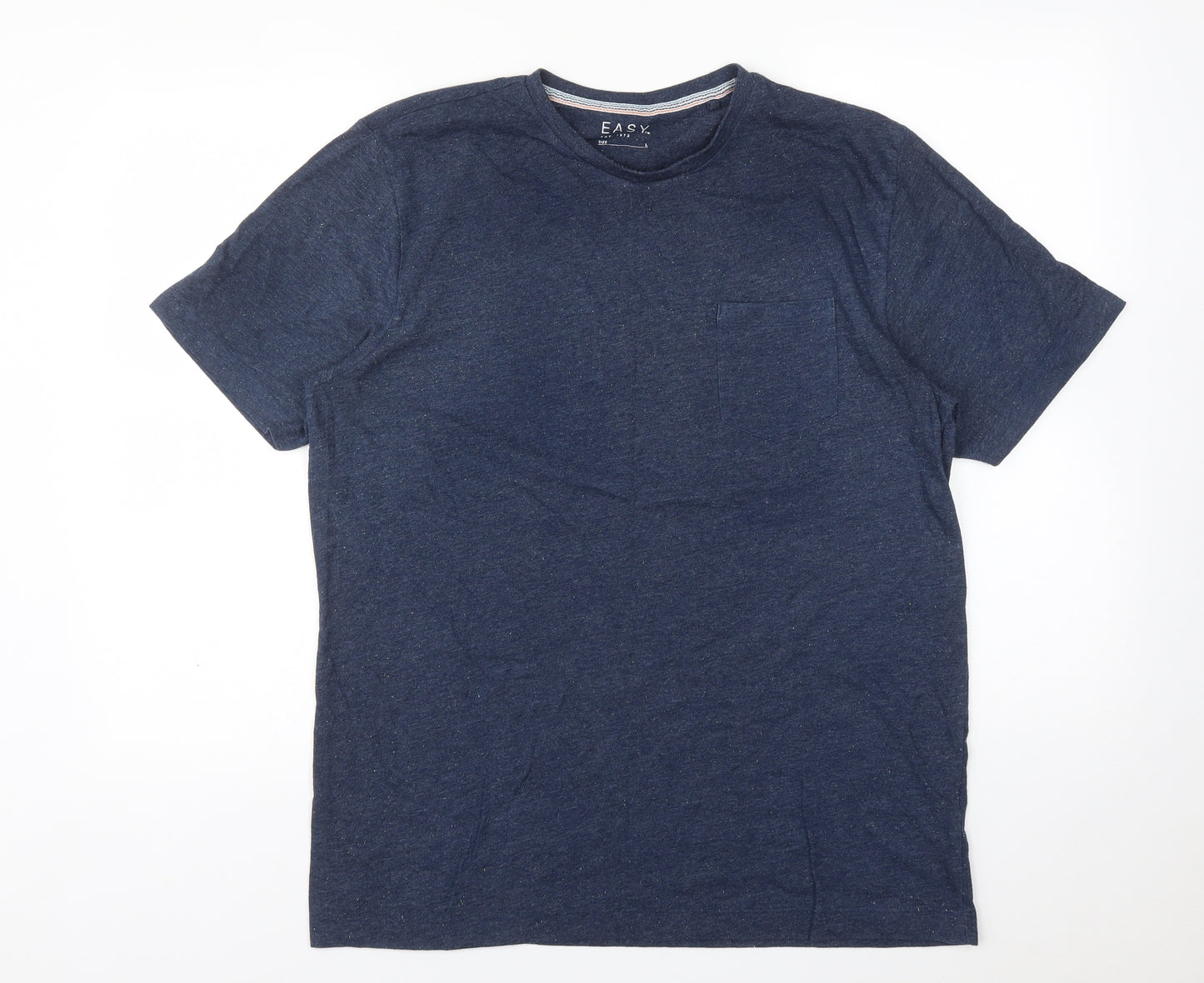Easy Mens Blue    T-Shirt Size L Crew Neck