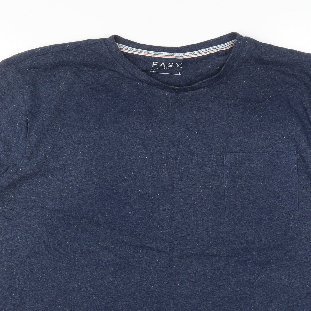 Easy Mens Blue    T-Shirt Size L Crew Neck