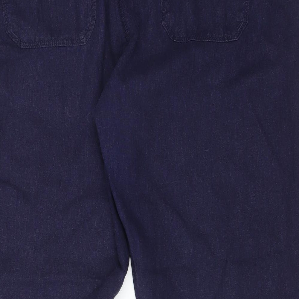 M&S Womens Blue  Linen  Trousers Size 16 L27 in Regular