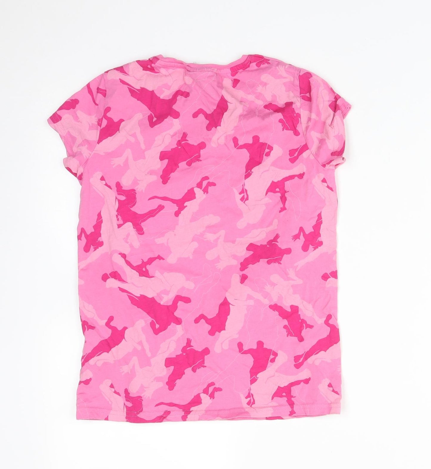 FORTNITE Girls Pink Camouflage Cotton Basic T-Shirt Size 10-11 Years Crew Neck  - FORTNITE