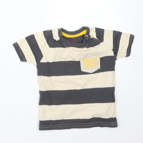 Primark Boys Multicoloured Striped Cotton Basic T-Shirt Size 6-9 Months Crew Neck  - YAY