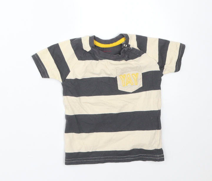 Primark Boys Multicoloured Striped Cotton Basic T-Shirt Size 6-9 Months Crew Neck  - YAY