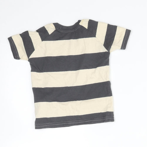 Primark Boys Multicoloured Striped Cotton Basic T-Shirt Size 6-9 Months Crew Neck  - YAY