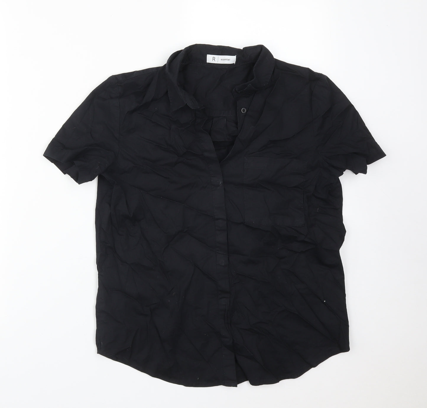La Redoute Womens Black  Cotton Basic Button-Up Size 8 Collared