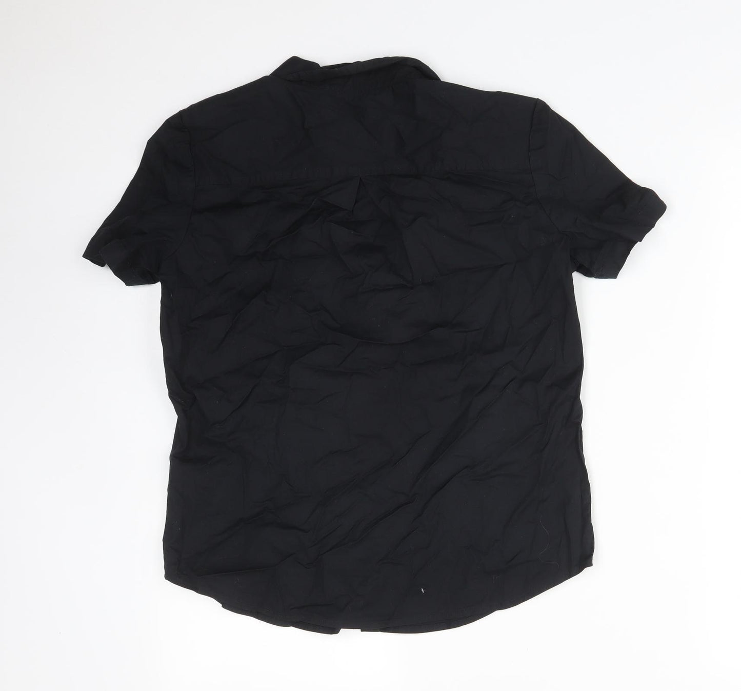 La Redoute Womens Black  Cotton Basic Button-Up Size 8 Collared