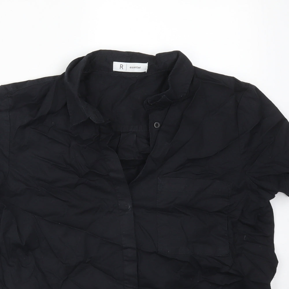 La Redoute Womens Black  Cotton Basic Button-Up Size 8 Collared