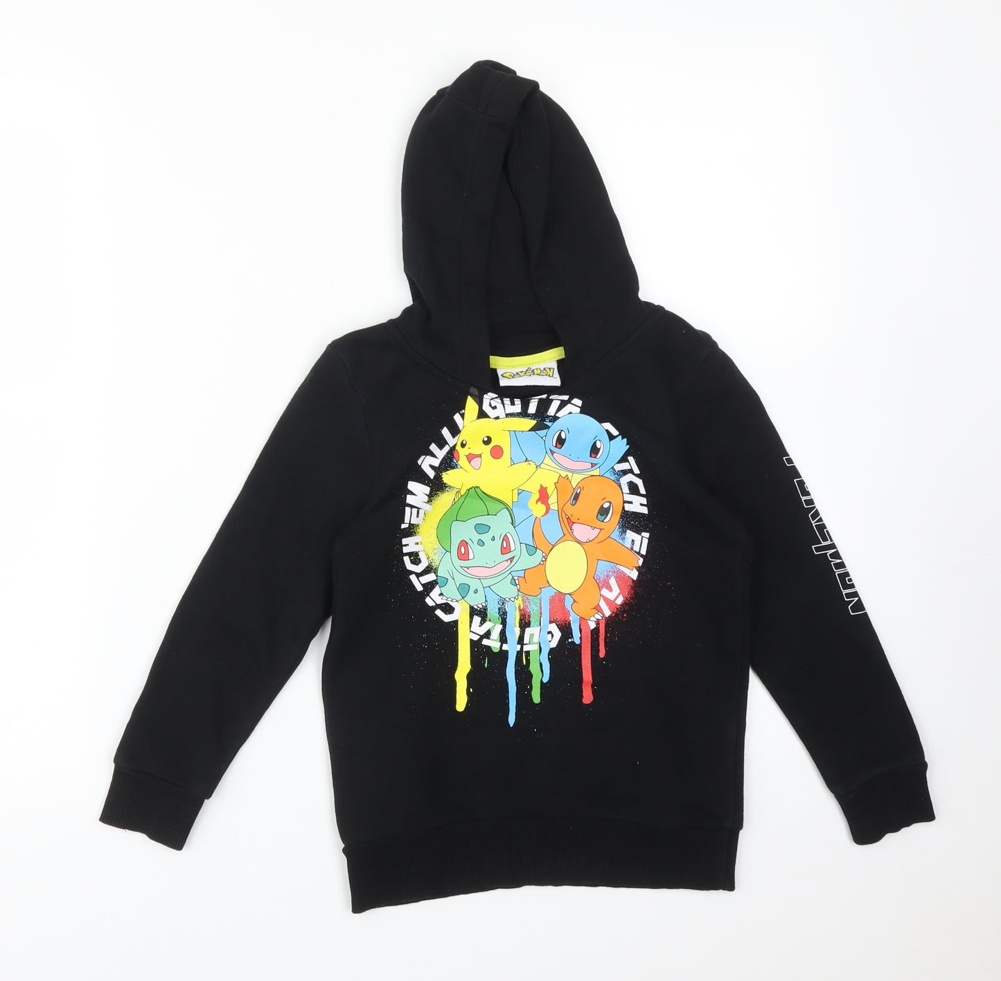 POKEMON Boys Black  Cotton Pullover Hoodie Size 6-7 Years   - POKEMON