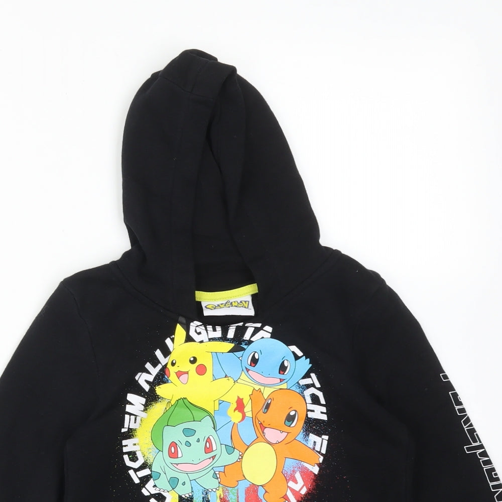 POKEMON Boys Black  Cotton Pullover Hoodie Size 6-7 Years   - POKEMON
