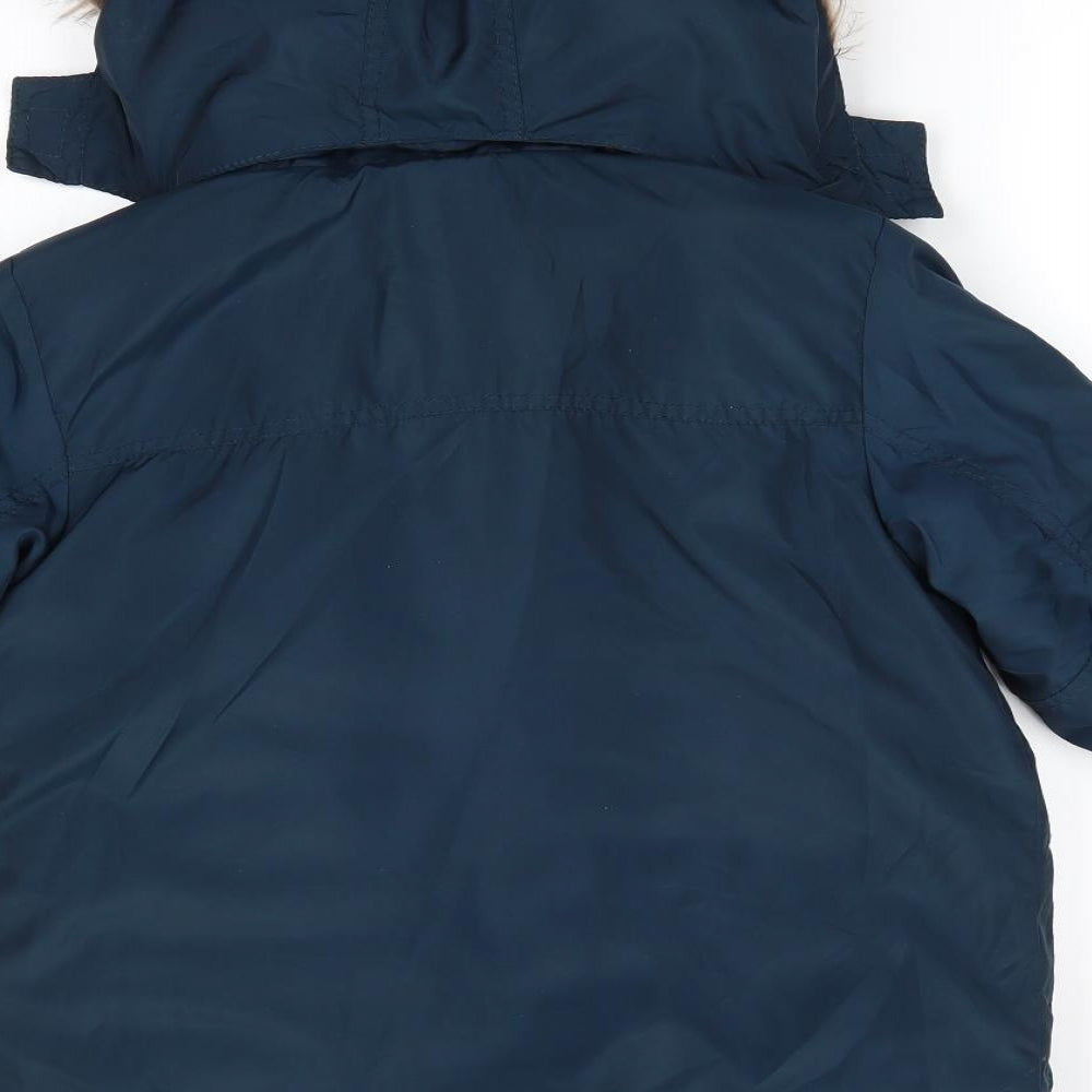 H&M Boys Blue   Parka Coat Size 8 Years  Zip - Dark Teal
