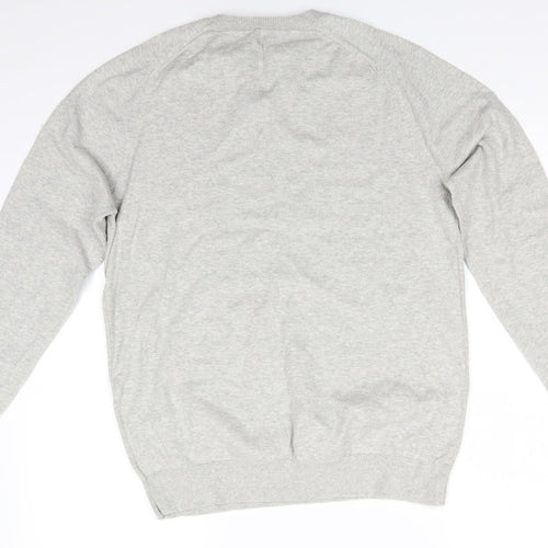 NEXT Mens Grey Round Neck  Cotton Pullover Jumper Size L   - Light grey mix