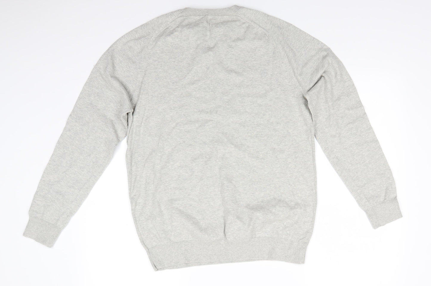 NEXT Mens Grey Round Neck  Cotton Pullover Jumper Size L   - Light grey mix
