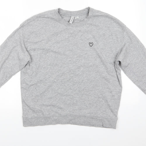 Divided Womens Grey  Cotton Pullover Sweatshirt Size M   - Mid Grey mix Heart Logo