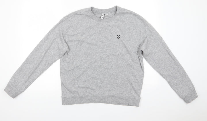Divided Womens Grey  Cotton Pullover Sweatshirt Size M   - Mid Grey mix Heart Logo