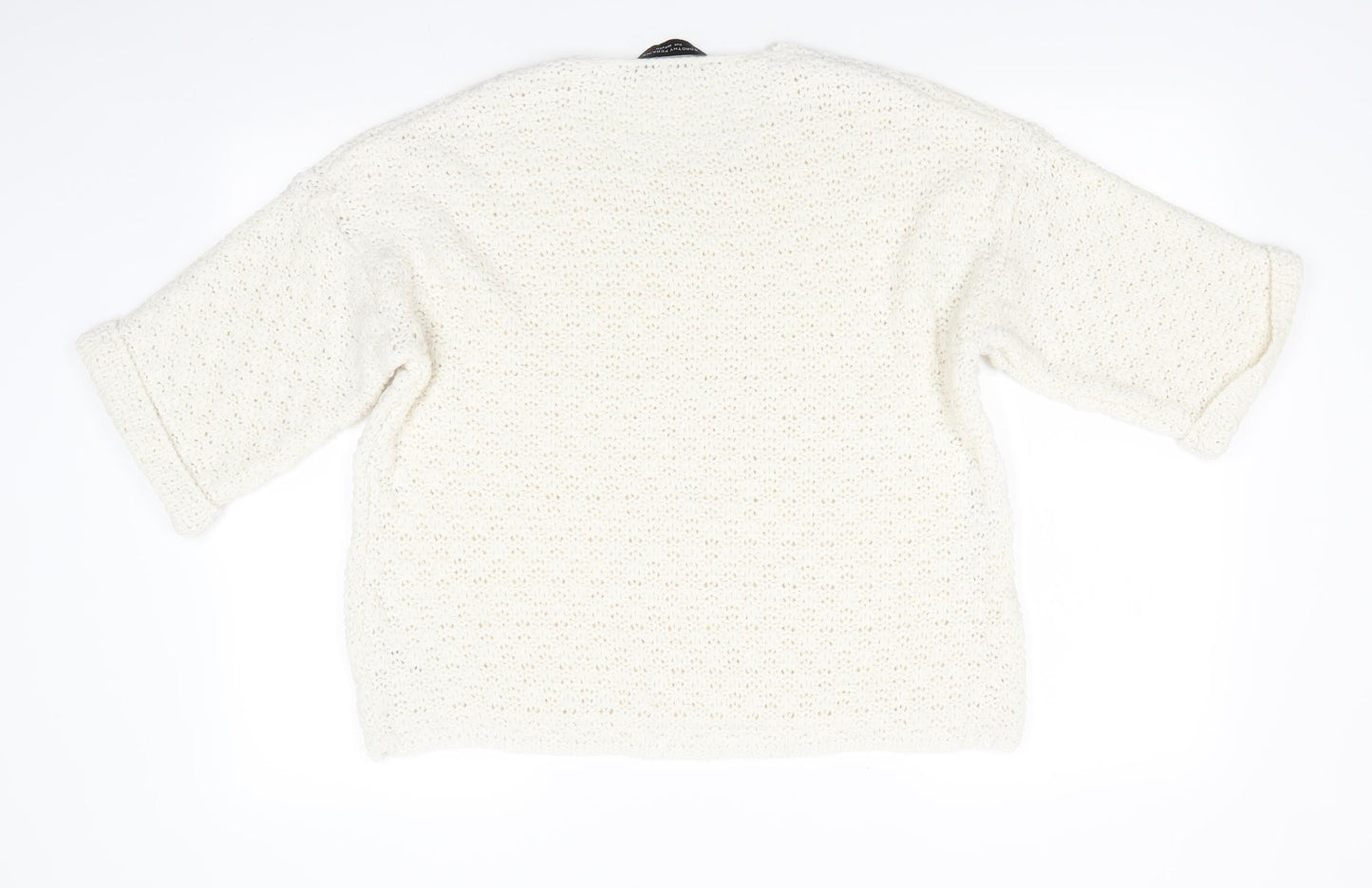 Dorothy Perkins Womens Ivory Round Neck  Acrylic Pullover Jumper Size 8   - Subtle open knit