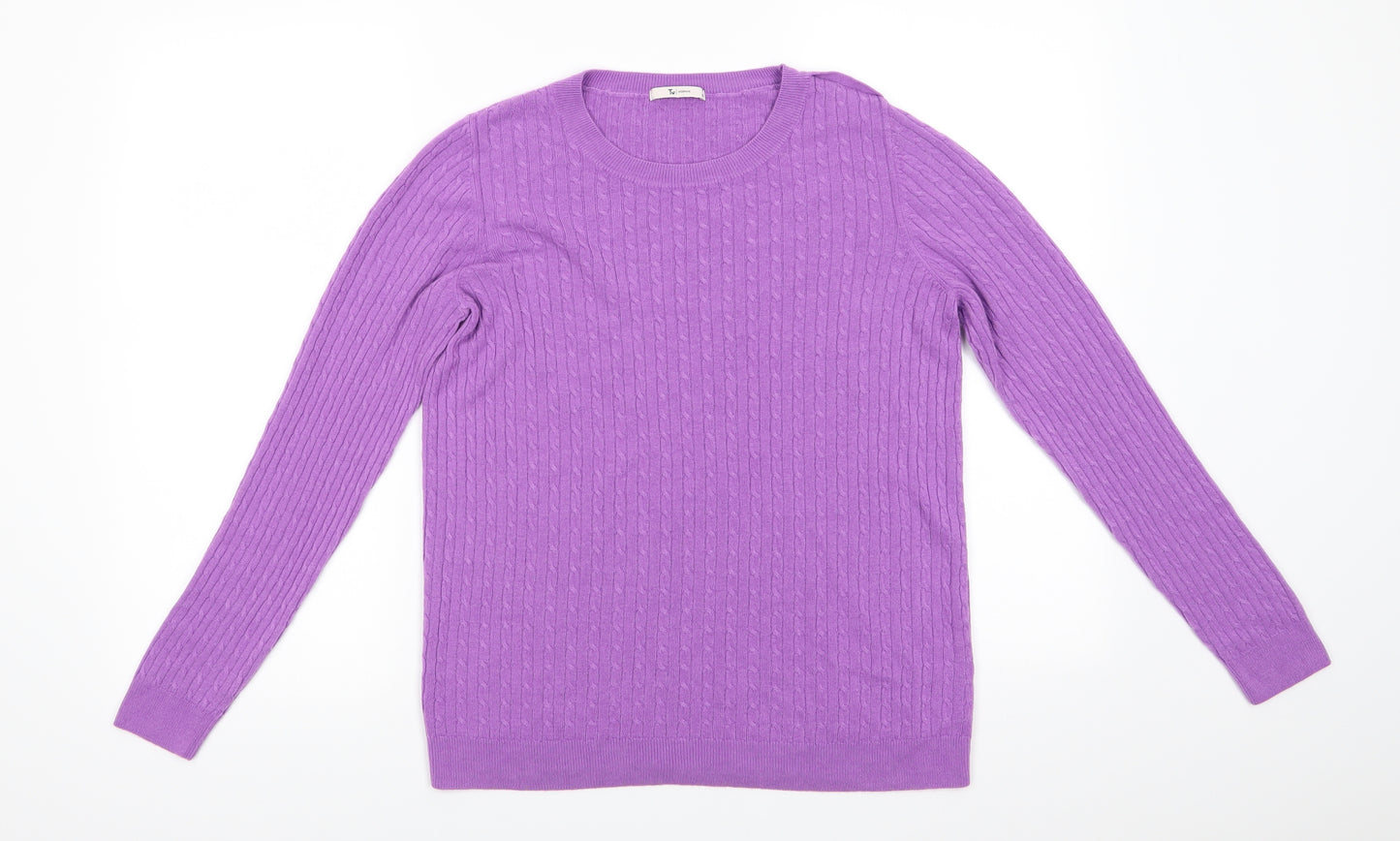 TU Womens Purple Round Neck  Acrylic Pullover Jumper Size 16   - Very Soft