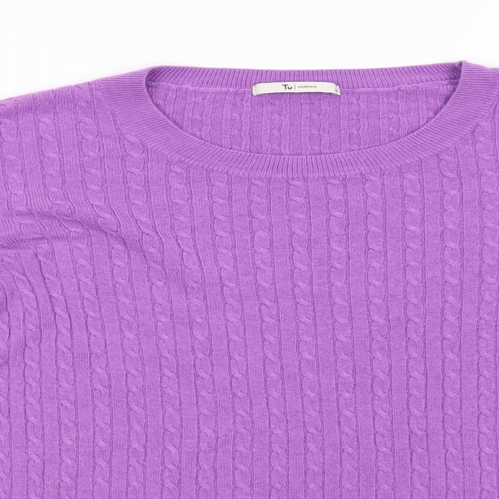 TU Womens Purple Round Neck  Acrylic Pullover Jumper Size 16   - Very Soft