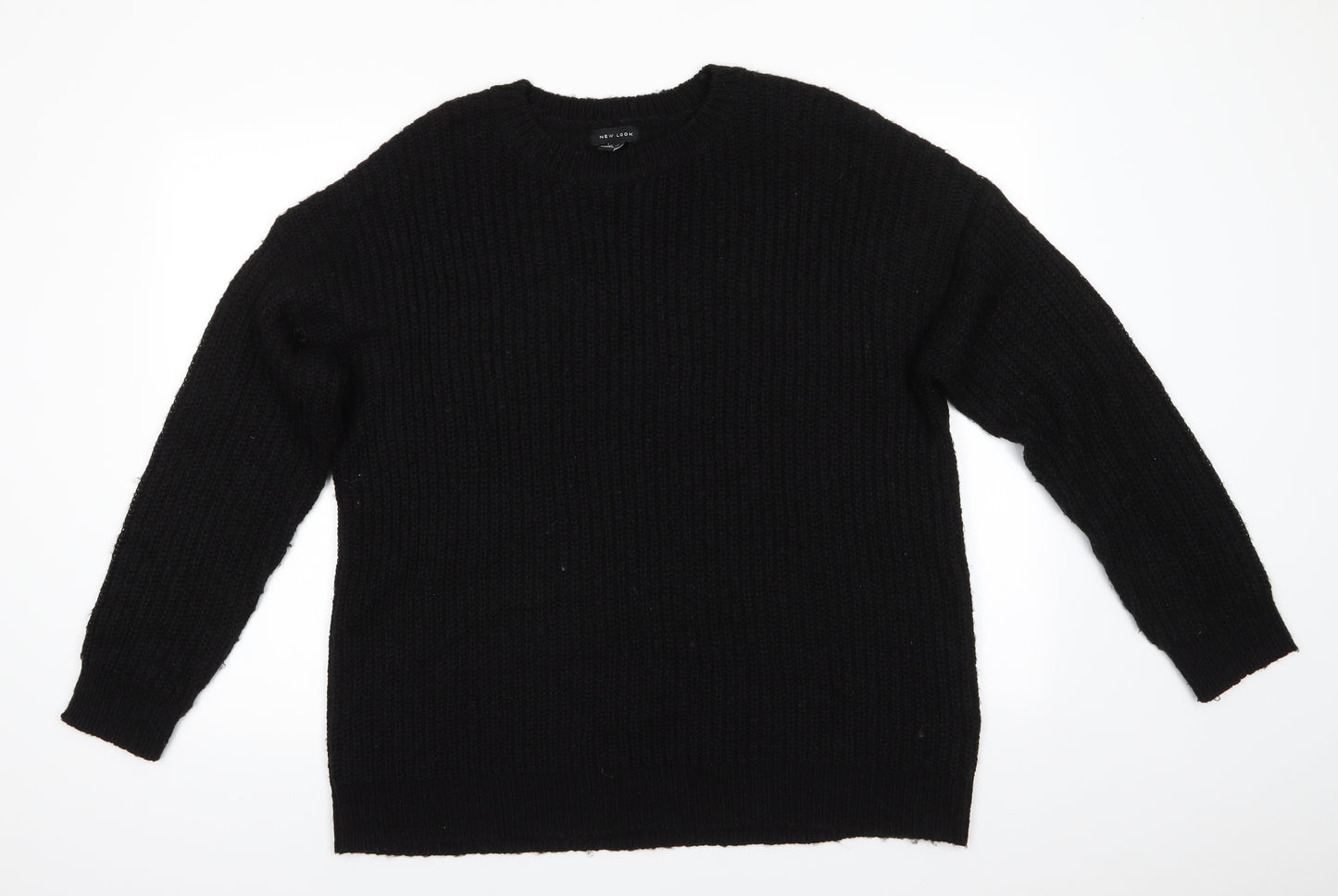 New Look Womens Black Round Neck  Acrylic Pullover Jumper Size L