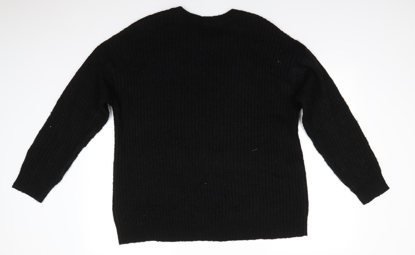 New Look Womens Black Round Neck  Acrylic Pullover Jumper Size L