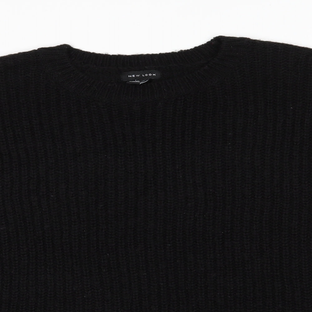 New Look Womens Black Round Neck  Acrylic Pullover Jumper Size L