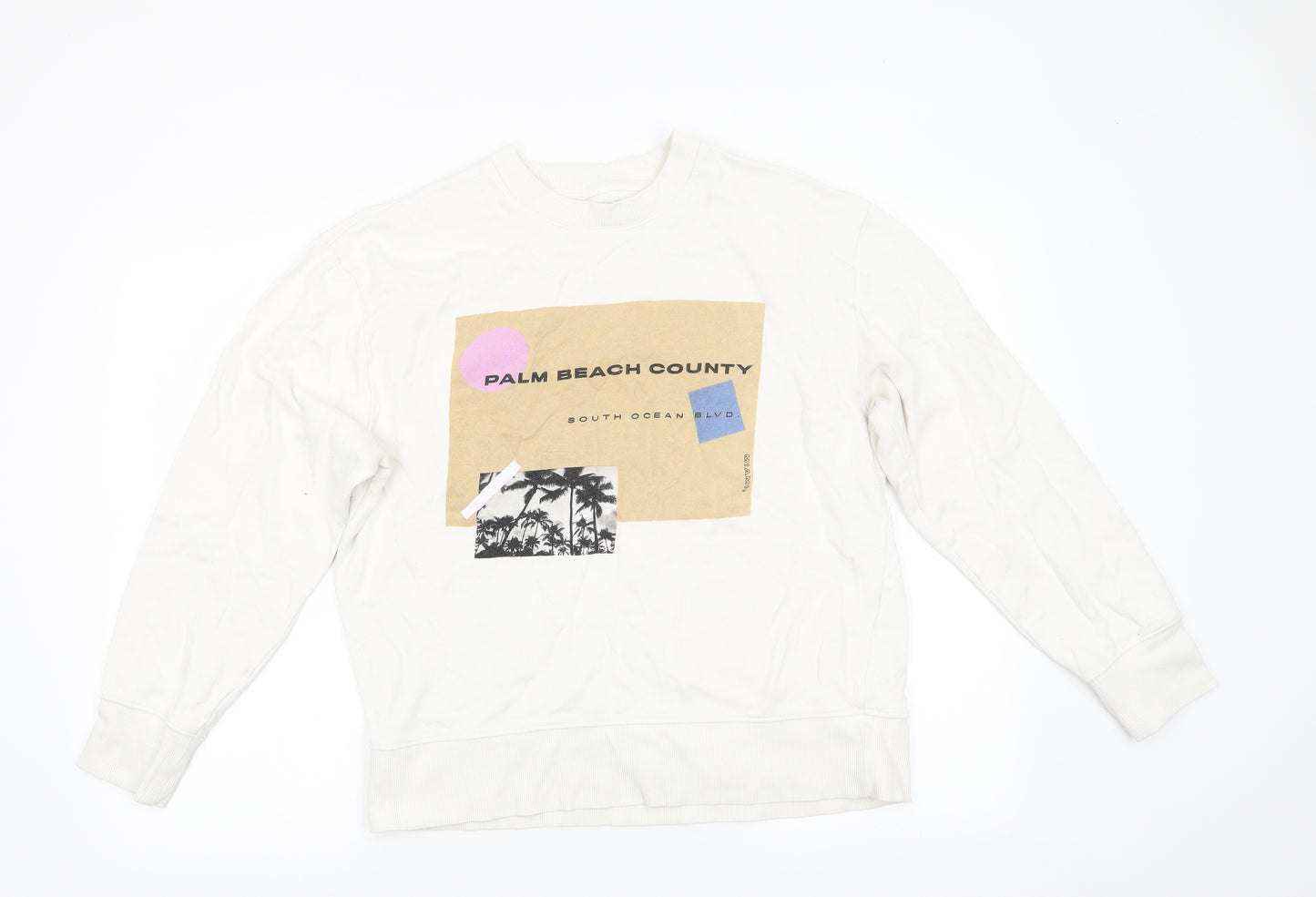 Topman Mens White  Cotton Pullover Sweatshirt Size S   - Palm Beach County
