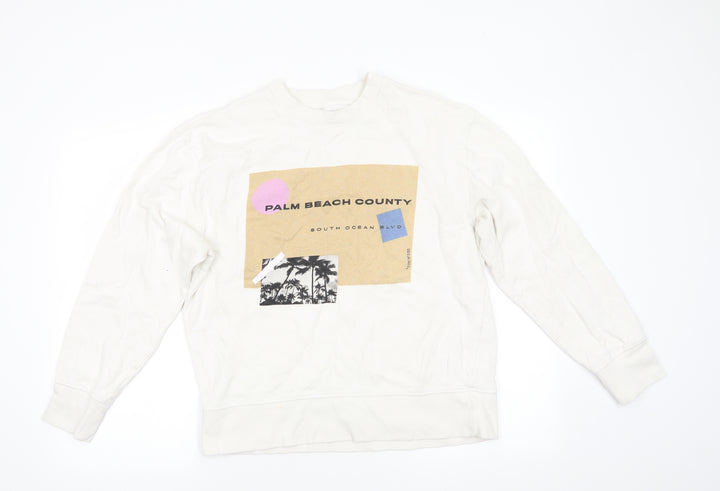 Topman Mens White  Cotton Pullover Sweatshirt Size S   - Palm Beach County
