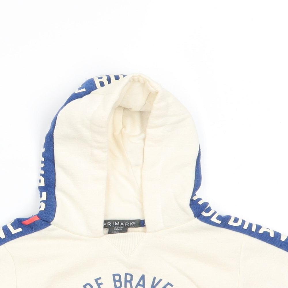 Primark Boys Ivory Colourblock Cotton Pullover Jumper Size 3-6 Months   - Hoodie Be Brave Ivory & Blue
