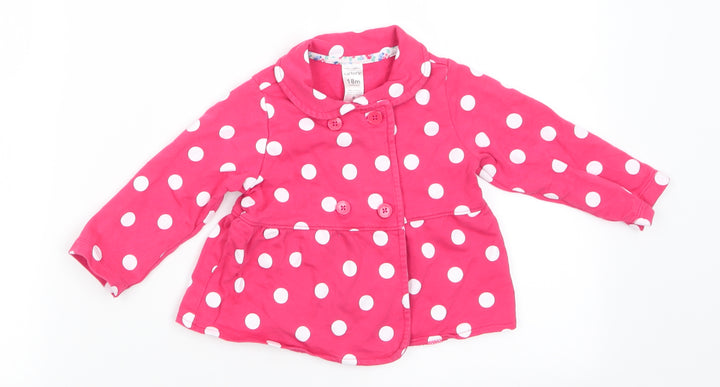 Carter's Girls Pink Polka Dot  Overcoat Coat Size 18 Months   Button - White Polka Dots