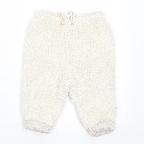 NEXT Baby Ivory  Polyester Jogger Trousers Size 6-9 Months  Pullover - Faux Sheep Fur with turn ups
