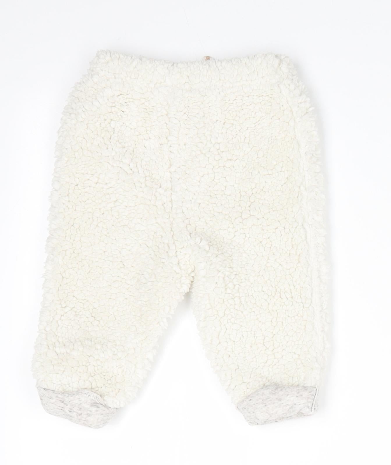 NEXT Baby Ivory  Polyester Jogger Trousers Size 6-9 Months  Pullover - Faux Sheep Fur with turn ups