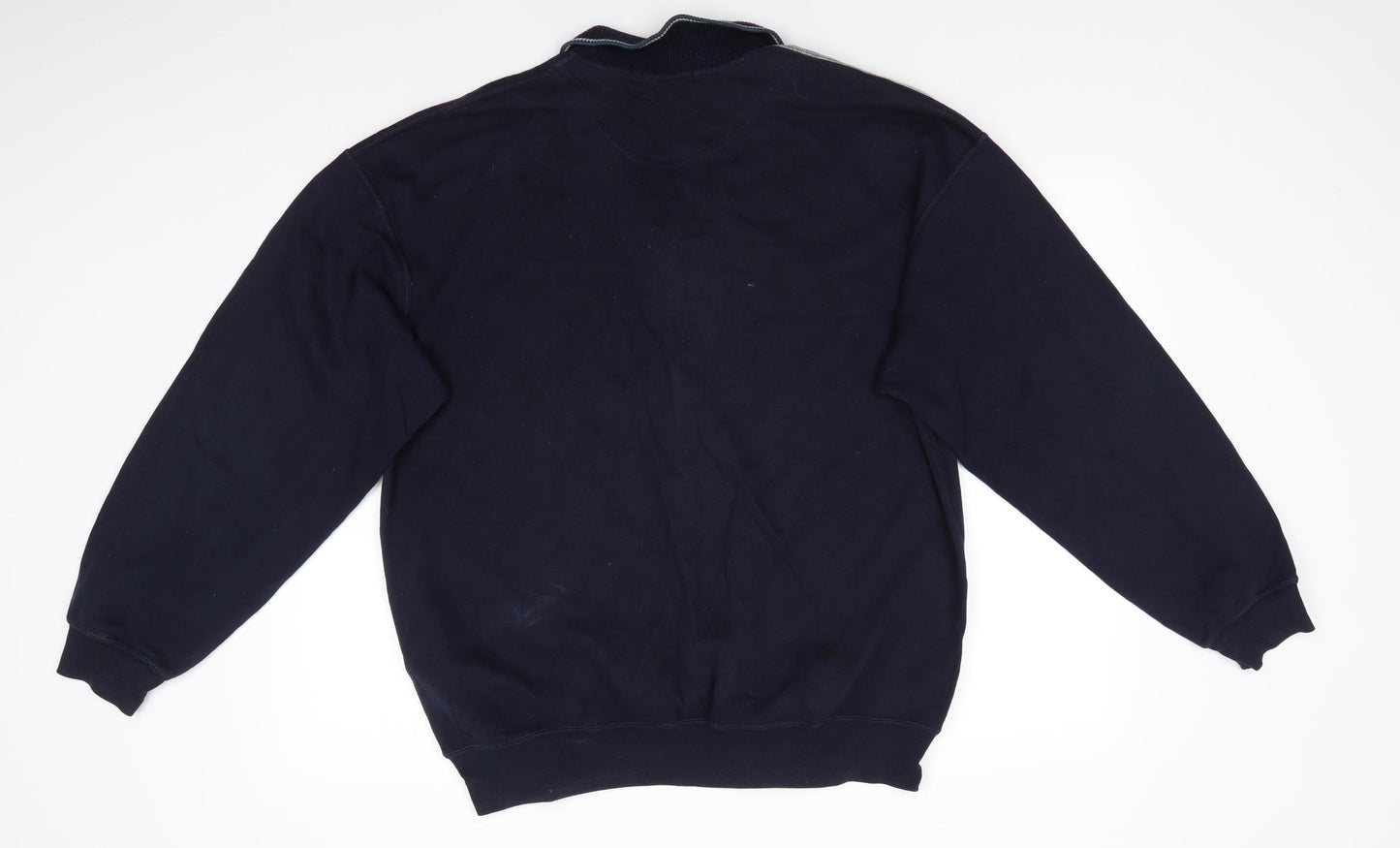 Marks and Spencer Mens Blue Collared Argyle/Diamond Cotton Pullover Jumper Size L   - Navy Blue Grey