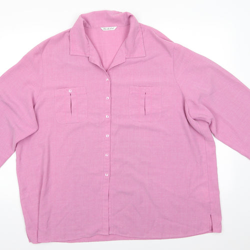 Berkertex Womens Pink  Polyester Basic Button-Up Size 24 Collared - Dusky Pink Trim to collar & pockets